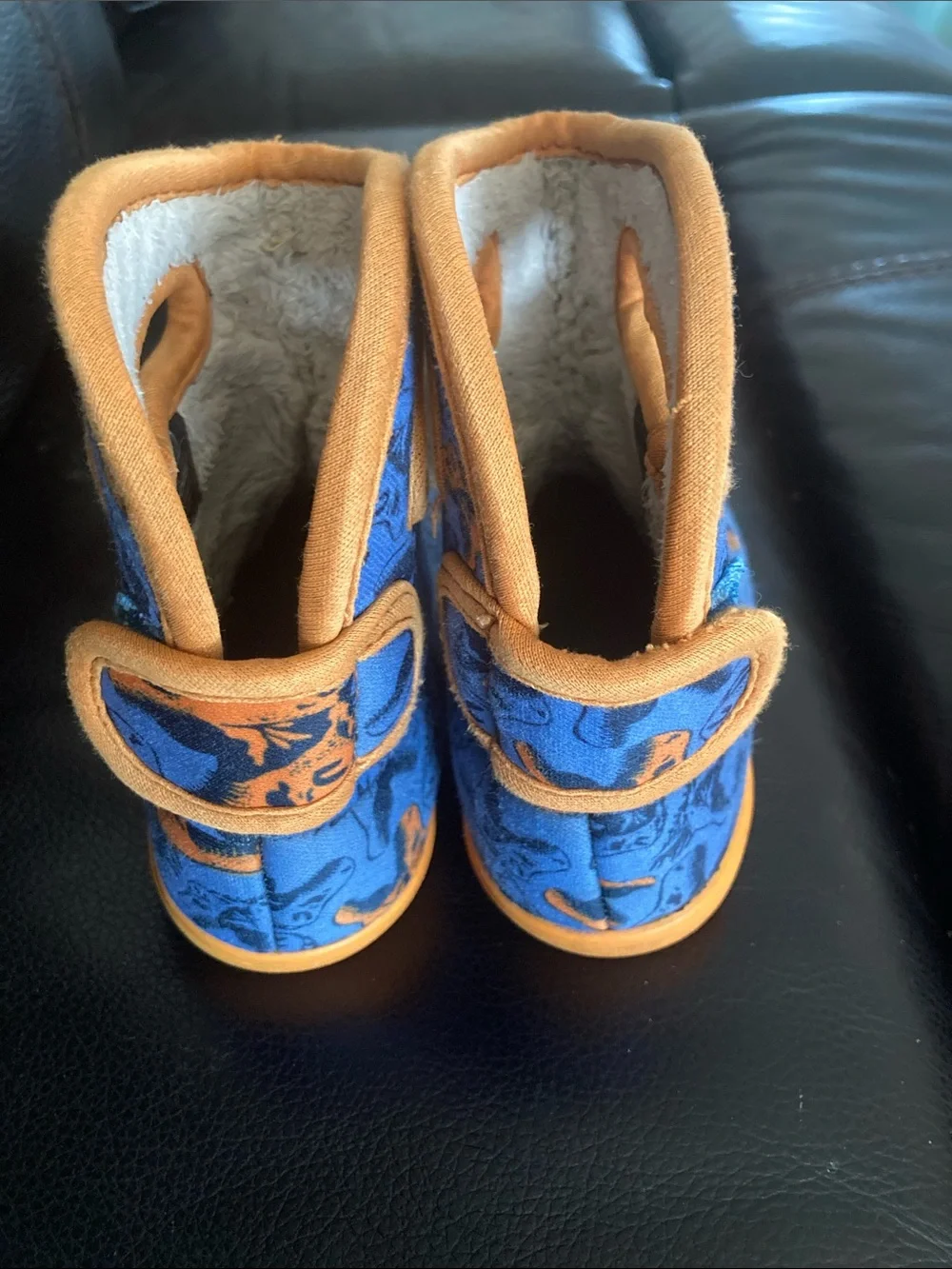 Bogs Kids Blue and Orange Dinosaur Rain & Snow Boots